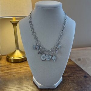 Silver Charm Necklace Heart Butterfly Star Y2K Chunky Chain Statement